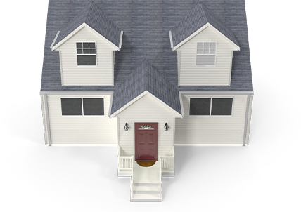 3D model of a white and tan apartment building