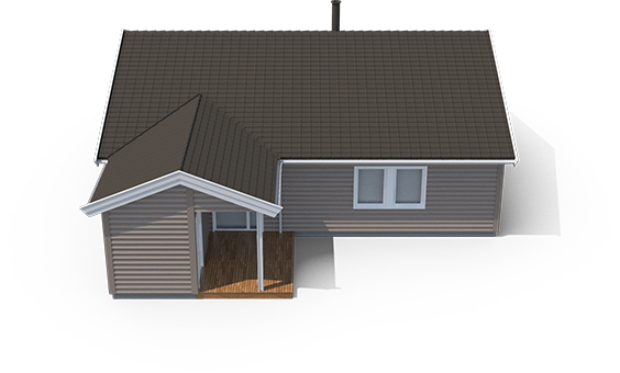 3D model of a white and blue apartment building