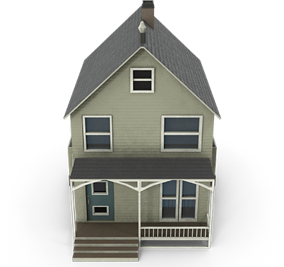 3D model of a white single-family house