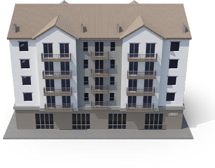 3D model of a brown single-family house